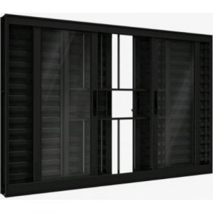 VENEZIANA 6 FOLHAS COM GARDE ALUMÍNIO PRETO LINHA PREMIUM