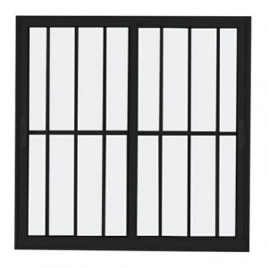 VITRO DE CORRER 2 FOLHAS COM GRADE LINHA MODULAR - ALUMÍNIO PRETO