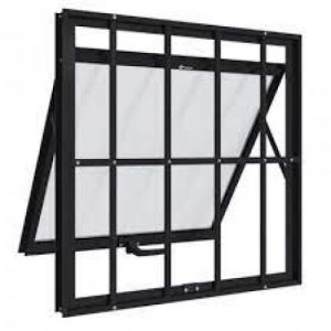 VITRÔ MAXIM-AR UMA SEÇÃO COM GRADE VIDRO MINI BOREAL LINHA SUPREMA ALUMÍNIO PRETO