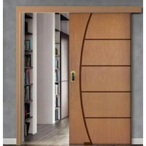 KIT PORTA DE CORRER DE MADEIRA COM FOLHA FRISADA