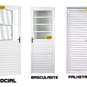PORTA SOCIAL/BASCULANTE/PALHETA COM POSTIGO LINHA NORMATIZADA - ALUMÍNIO BRANCO COMPLETA