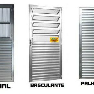 PORTA SOCIAL COM POSTIGO LINHA NORMATIZADA - ALUMÍNIO BRILHANTE COMPLETA