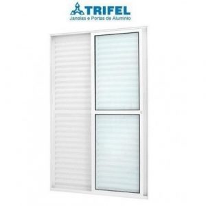 PORTA BALCÃO 3 FOLHAS ALUMÍNIO BRANCO COM FECHADURA - LINHA 25 TRIFEL